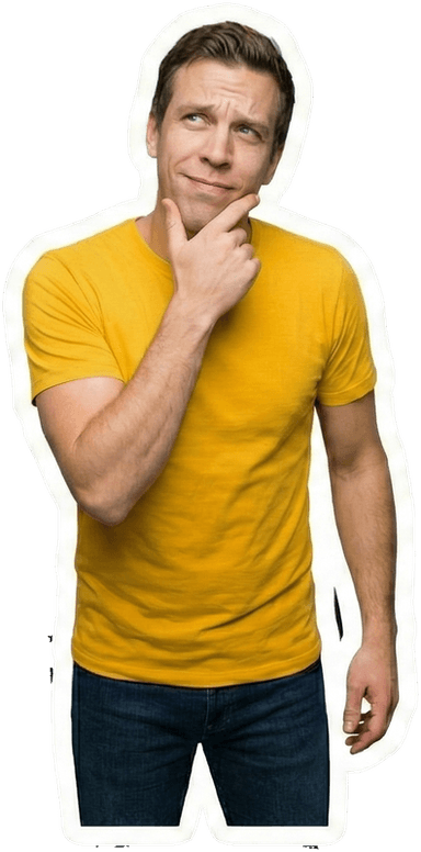 Denkende man bij de veelgestelde vragen sectie